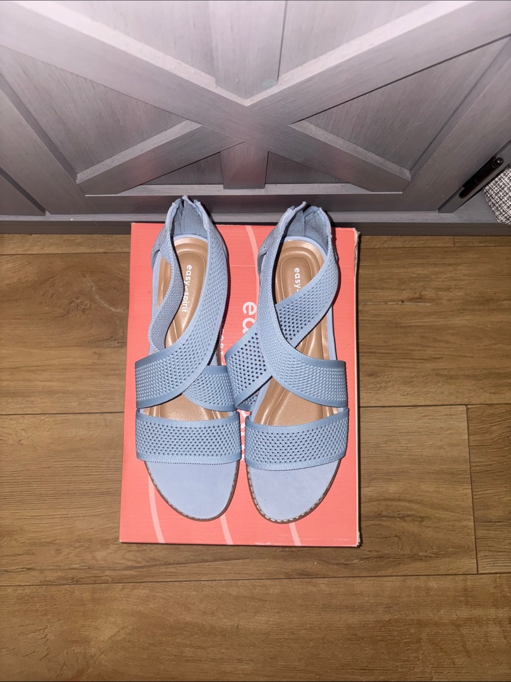 Easy Spirit - WANDER 2 - Light Blue Crisscross Perforated Platform Sandals - Picture 4 of 4
